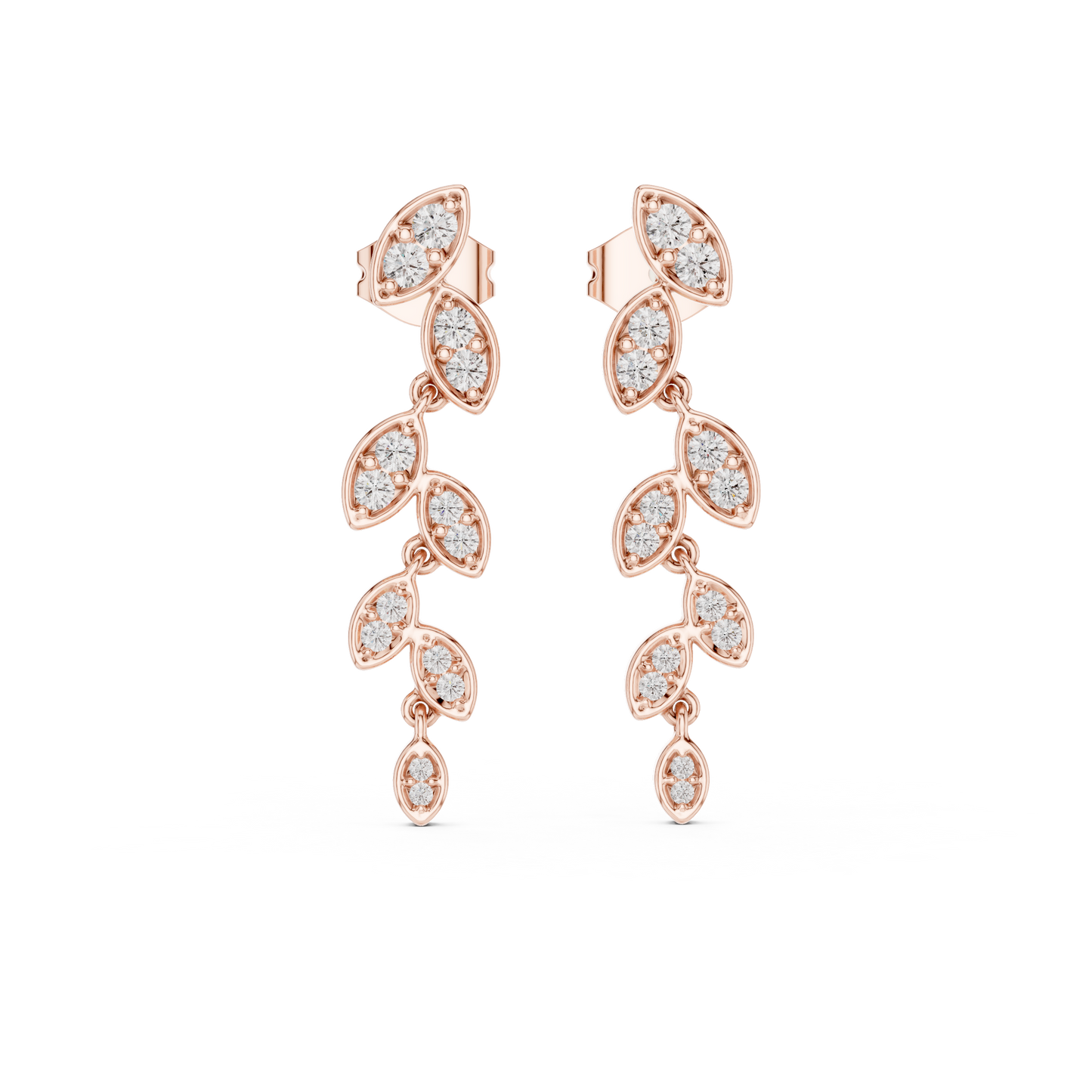 Marquise Diamond Vine Cascade Earrings in Gold