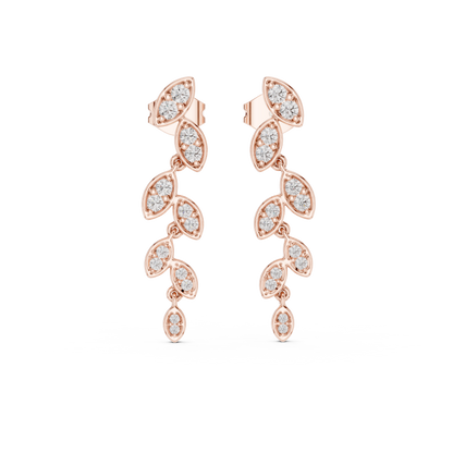 Marquise Diamond Vine Cascade Earrings in Gold