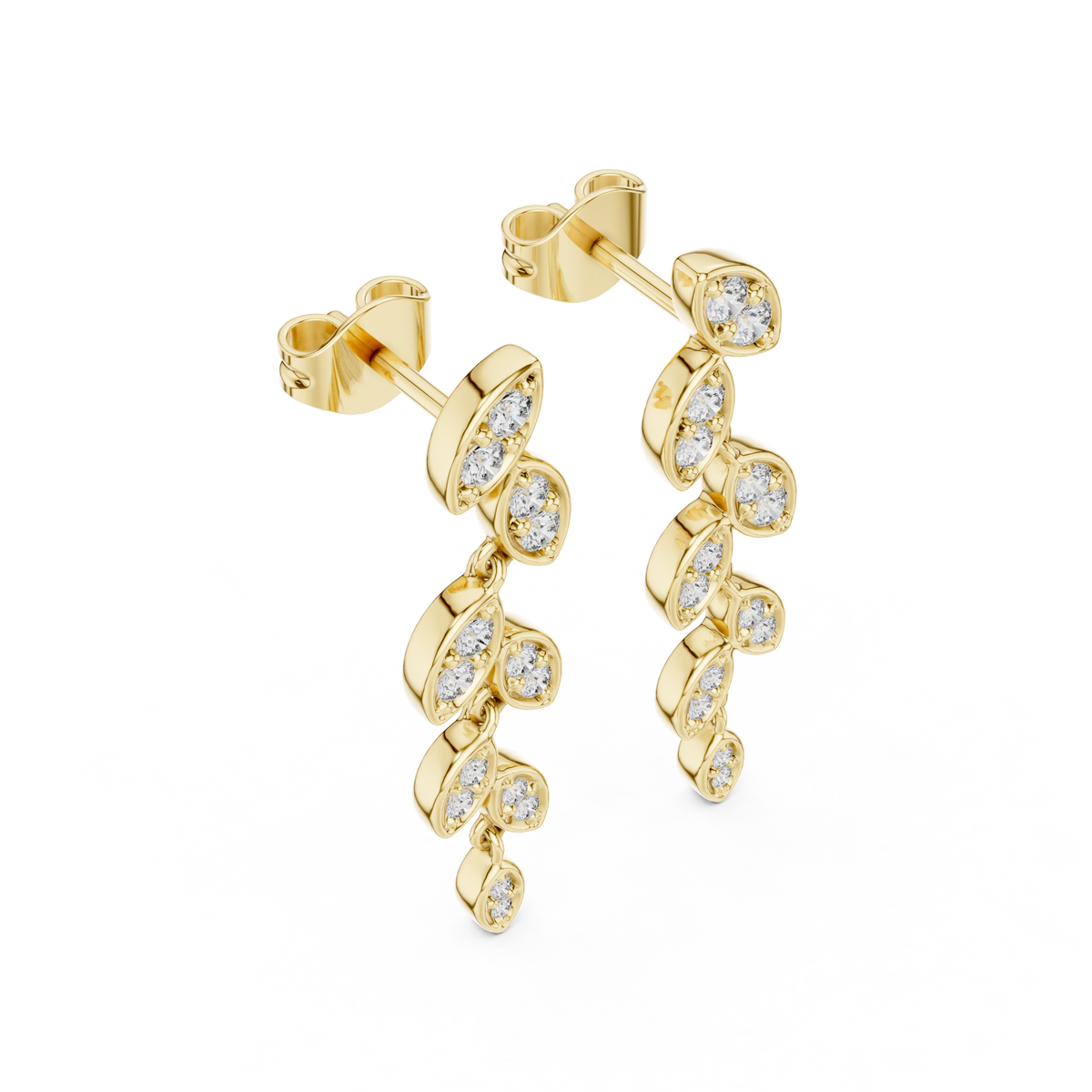 Funkelnde Diamant-Gold-Creolen | Ohrringe mit Blumenmuster