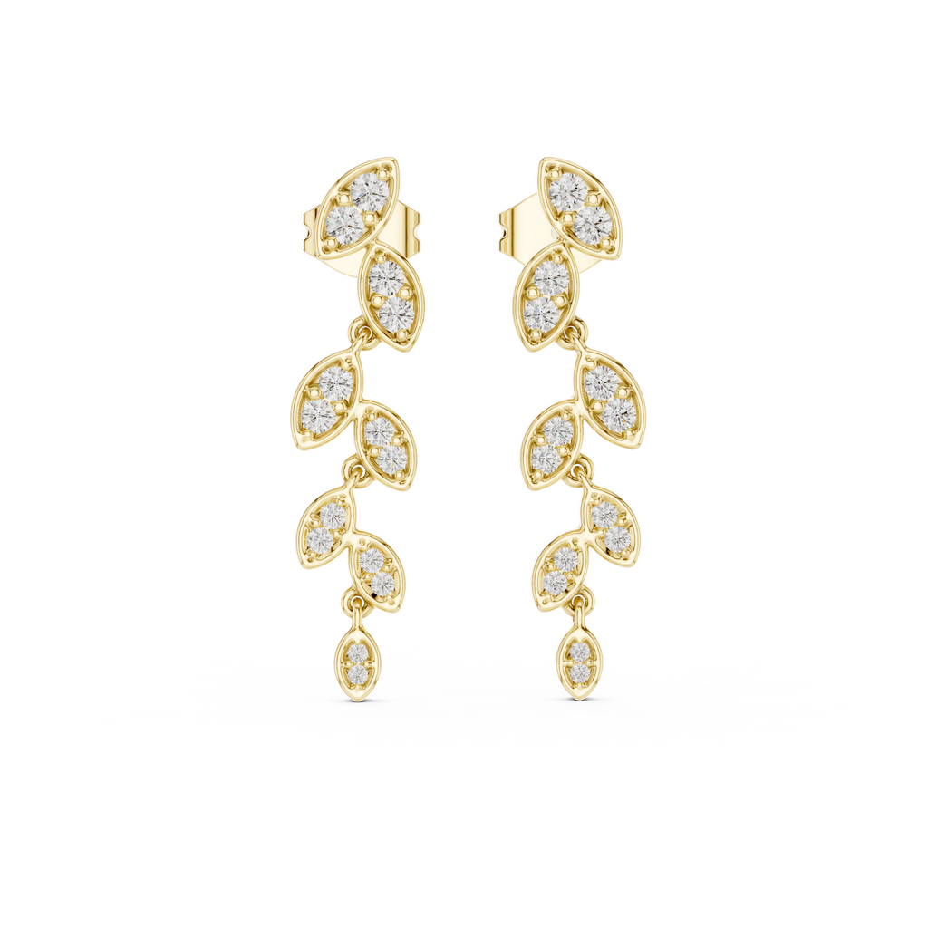Funkelnde Diamant-Gold-Creolen | Ohrringe mit Blumenmuster
