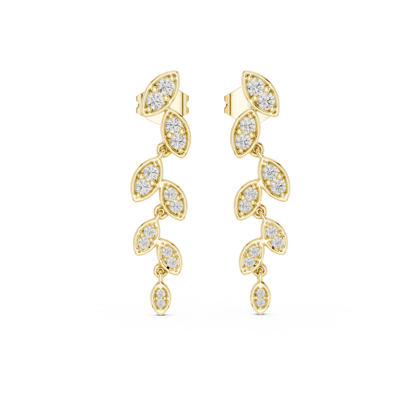 Marquise Diamond Vine Cascade Earrings in Gold