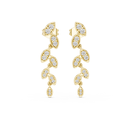 Marquise Diamond Vine Cascade Earrings in Gold