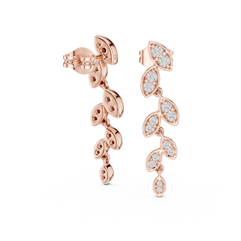 Funkelnde Diamant-Gold-Creolen | Ohrringe mit Blumenmuster