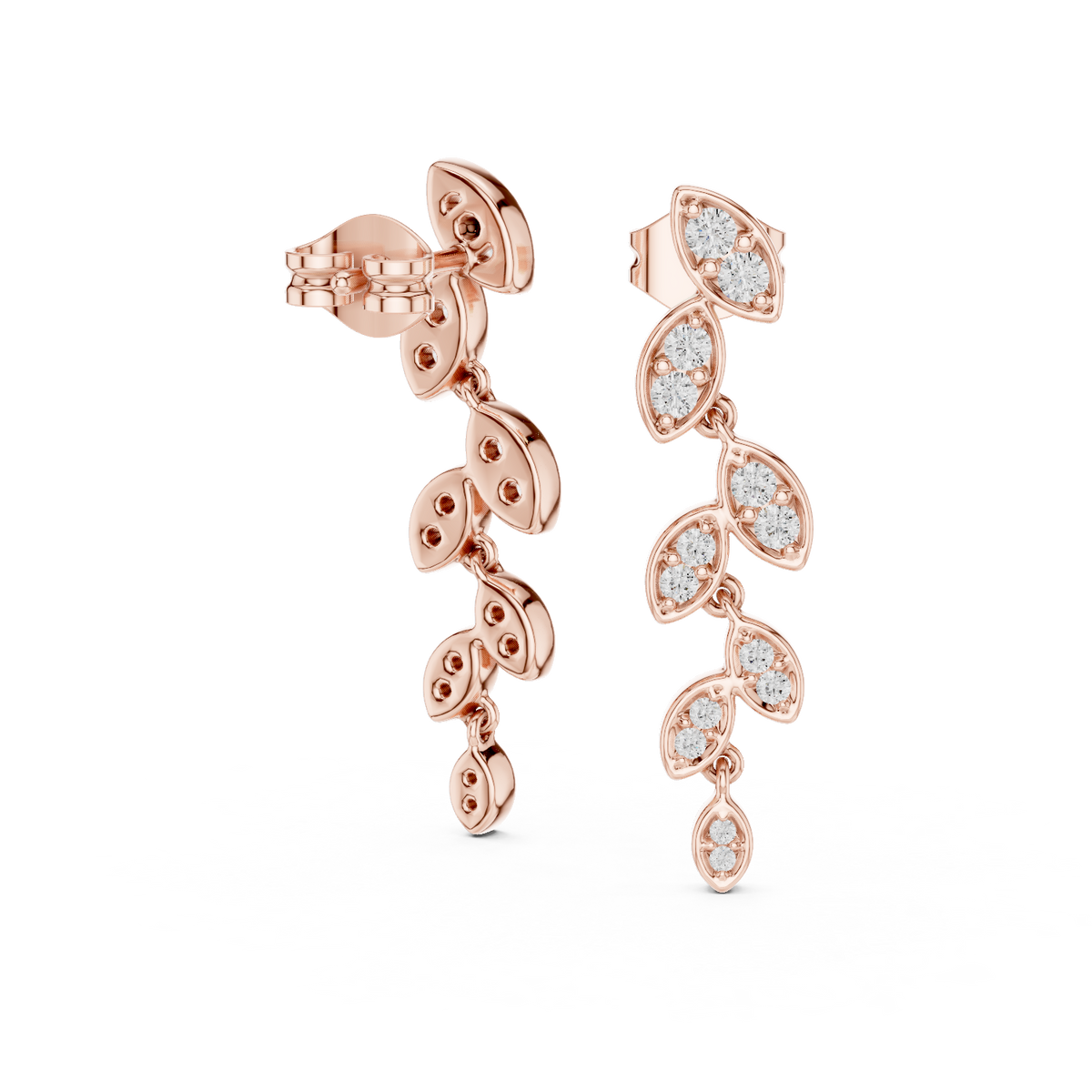Funkelnde Diamant-Gold-Creolen | Ohrringe mit Blumenmuster