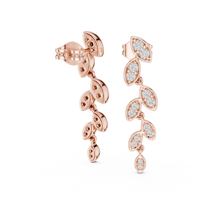 Marquise Diamond Vine Cascade Earrings in Gold