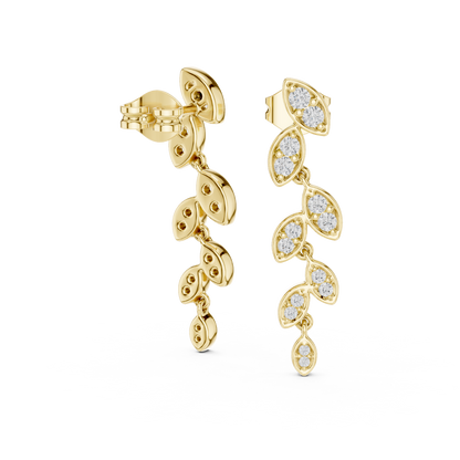 Marquise Diamond Vine Cascade Earrings in Gold