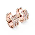 Classic Diamond Hoop Earrings with Triple Band Design