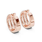 Classic Diamond Hoop Earrings with Triple Band Design