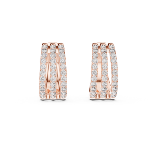 Classic Diamond Hoop Earrings with Triple Band Design