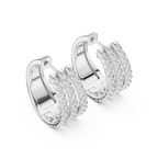 Classic Diamond Hoop Earrings with Triple Band Design