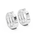 Classic Diamond Hoop Earrings with Triple Band Design