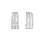 Classic Diamond Hoop Earrings with Triple Band Design