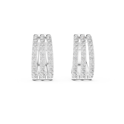 Classic Diamond Hoop Earrings with Triple Band Design