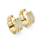 Classic Diamond Hoop Earrings with Triple Band Design