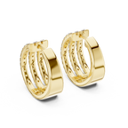 Classic Diamond Hoop Earrings with Triple Band Design