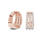 Classic Diamond Hoop Earrings with Triple Band Design