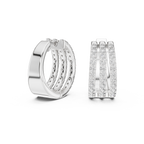 Classic Diamond Hoop Earrings with Triple Band Design