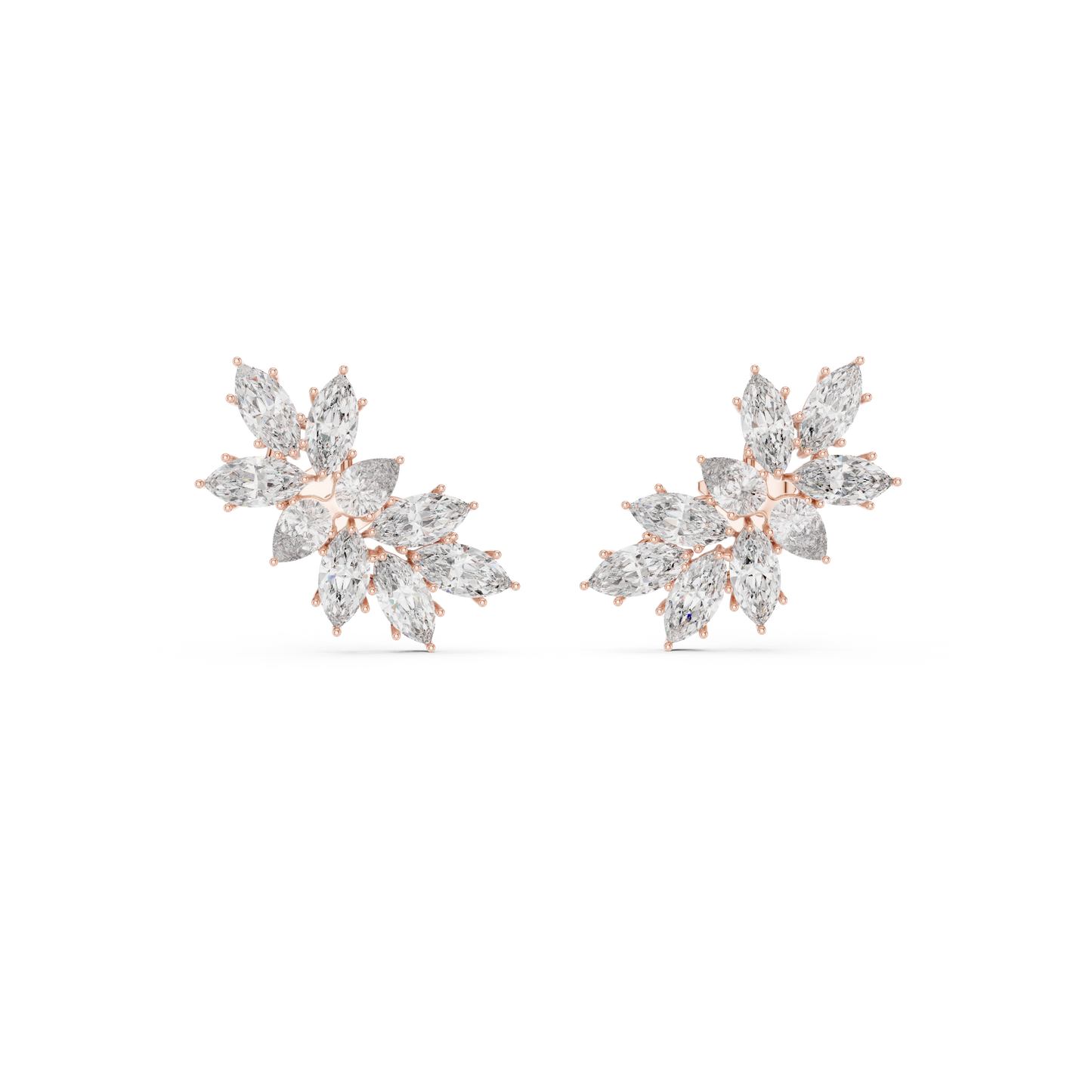 White Gold Diamond Blossom Earrings
