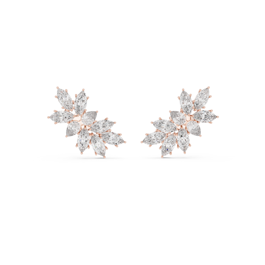 White Gold Diamond Blossom Earrings