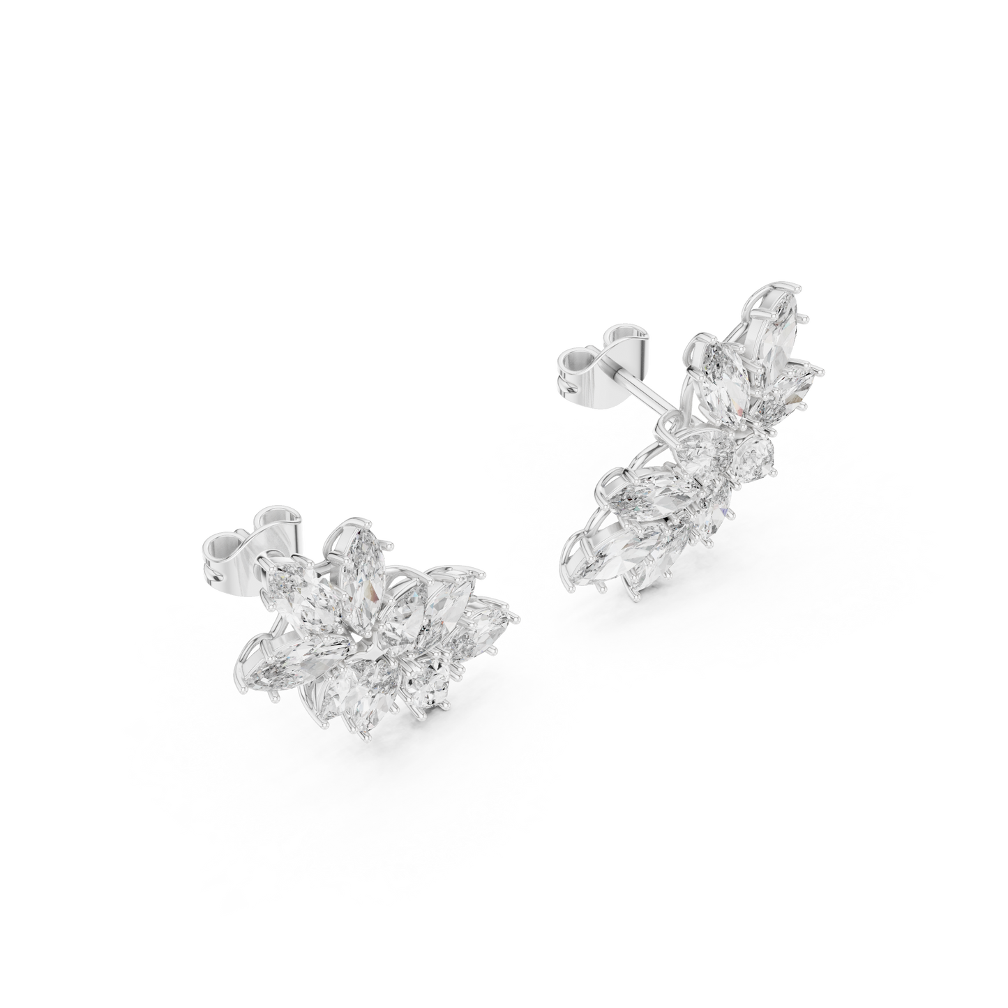 White Gold Diamond Blossom Earrings