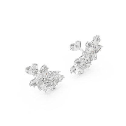 White Gold Diamond Blossom Earrings