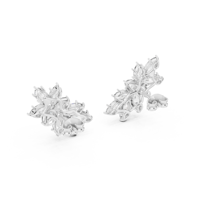 White Gold Diamond Blossom Earrings