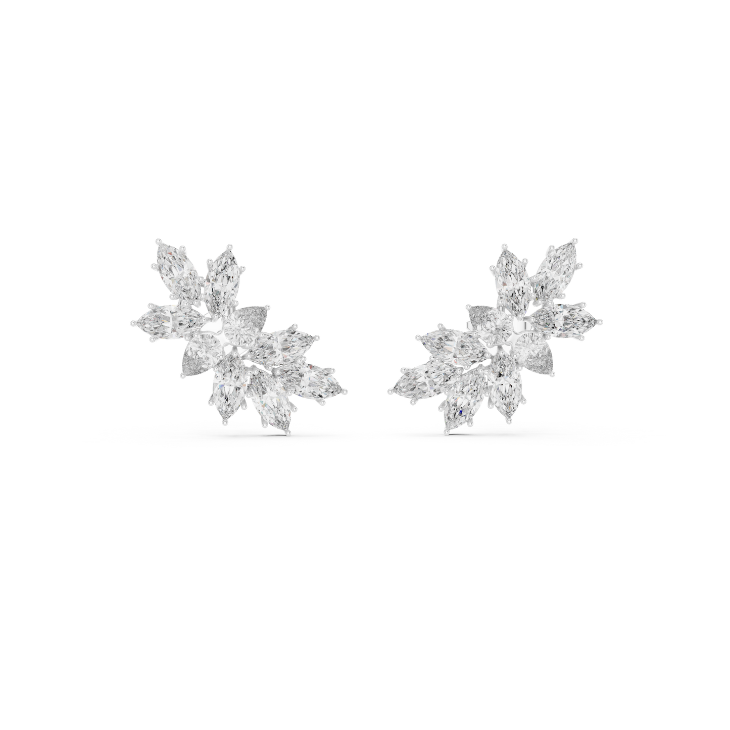 White Gold Diamond Blossom Earrings