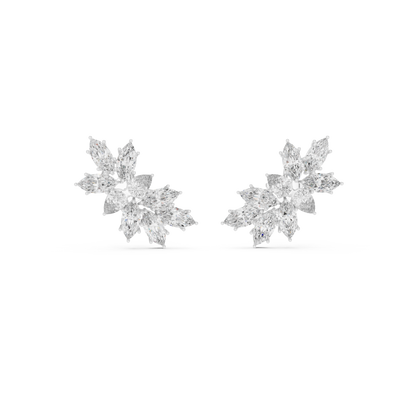 White Gold Diamond Blossom Earrings