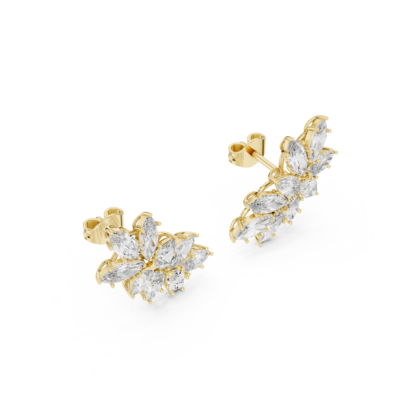 White Gold Diamond Blossom Earrings