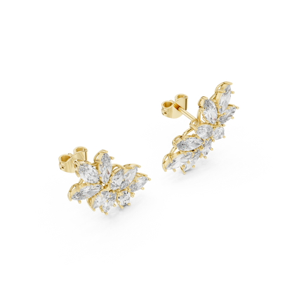 White Gold Diamond Blossom Earrings