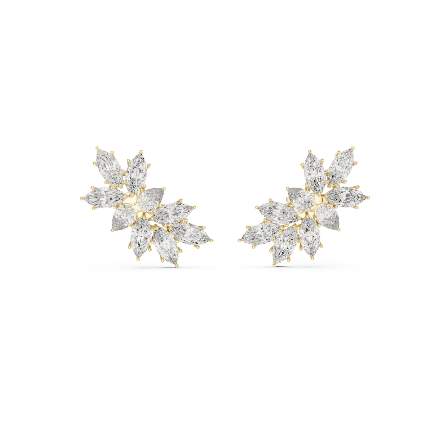 White Gold Diamond Blossom Earrings