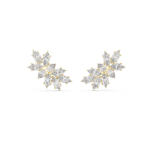 Calliope Marquise Cut Lab Grown Diamond Cluster Climber Earrings