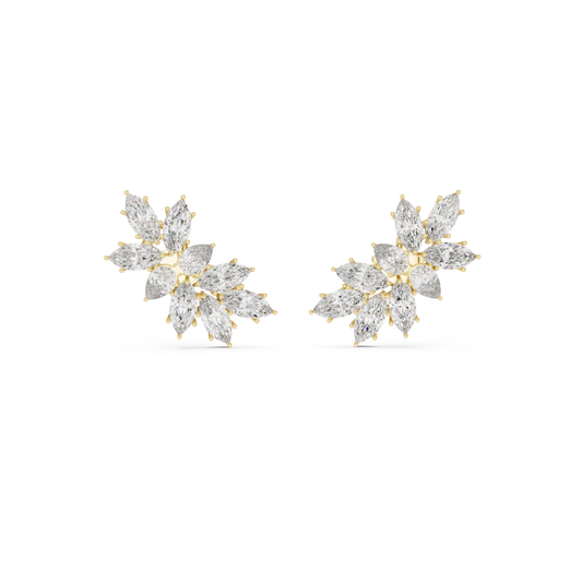 White Gold Diamond Blossom Earrings