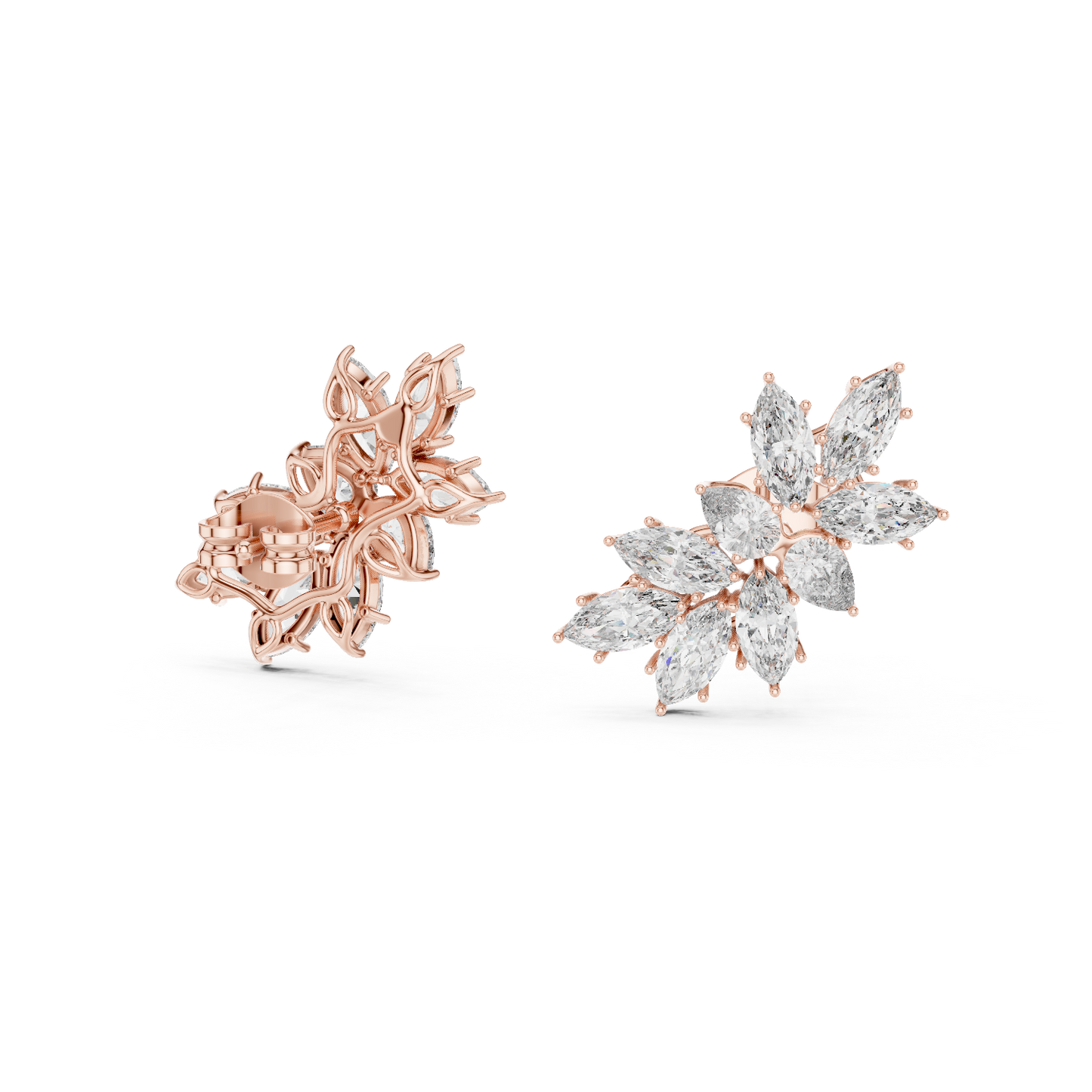 White Gold Diamond Blossom Earrings