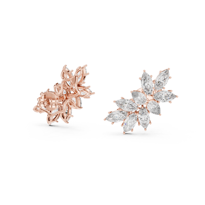 White Gold Diamond Blossom Earrings