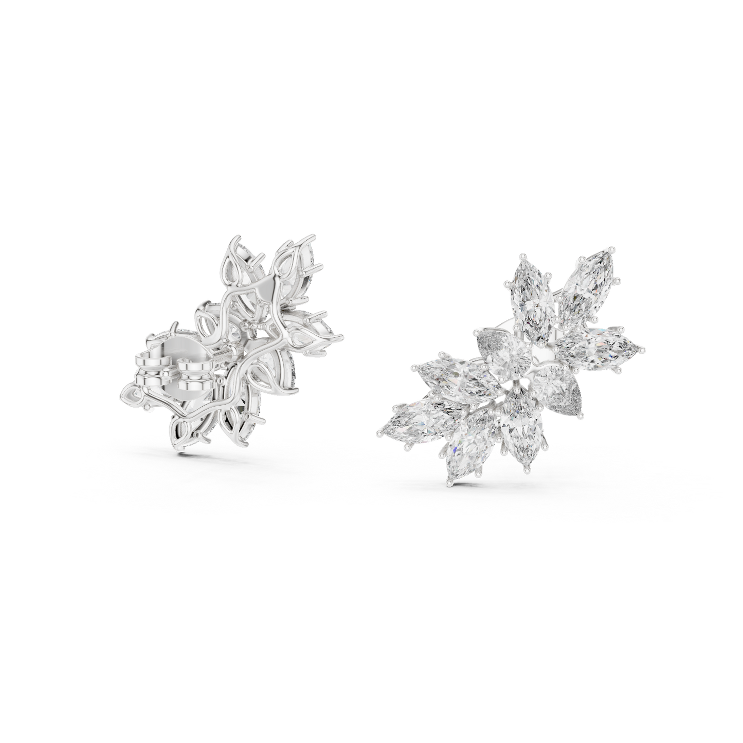White Gold Diamond Blossom Earrings