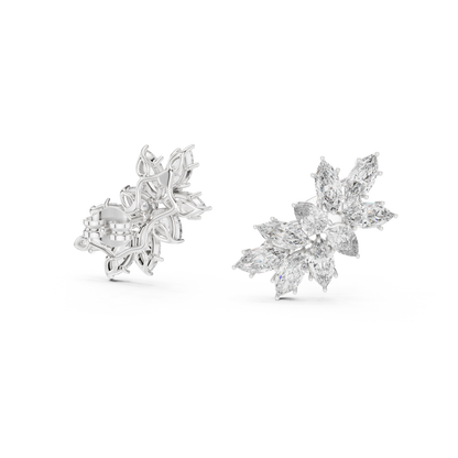White Gold Diamond Blossom Earrings
