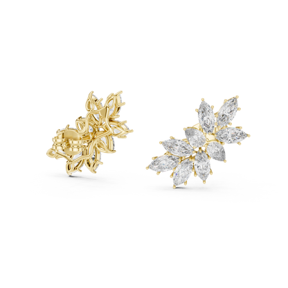White Gold Diamond Blossom Earrings