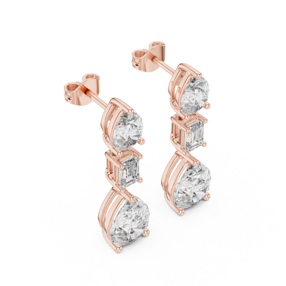 Timeless Diamond Drop Earrings with Yellow Gold Setting