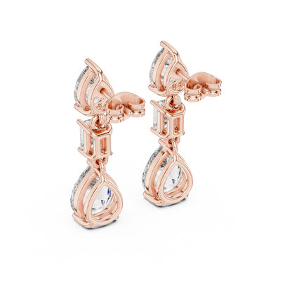 Timeless Diamond Drop Earrings with Yellow Gold Setting