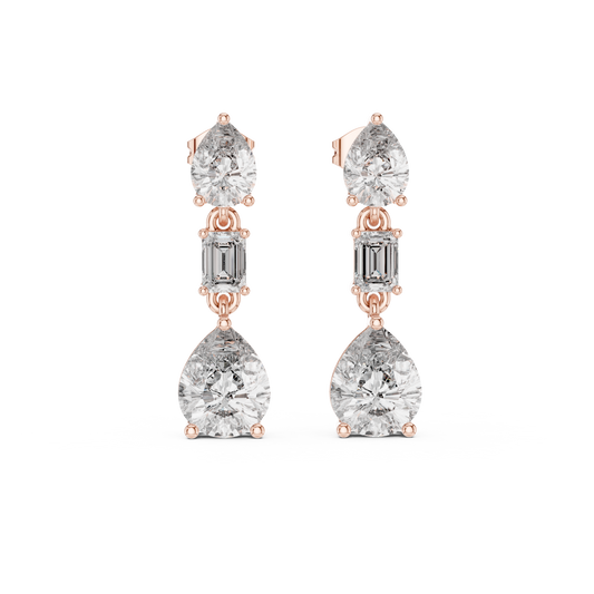 Timeless Diamond Drop Earrings with Yellow Gold Setting