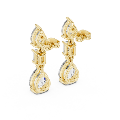 Timeless Diamond Drop Earrings with Yellow Gold Setting