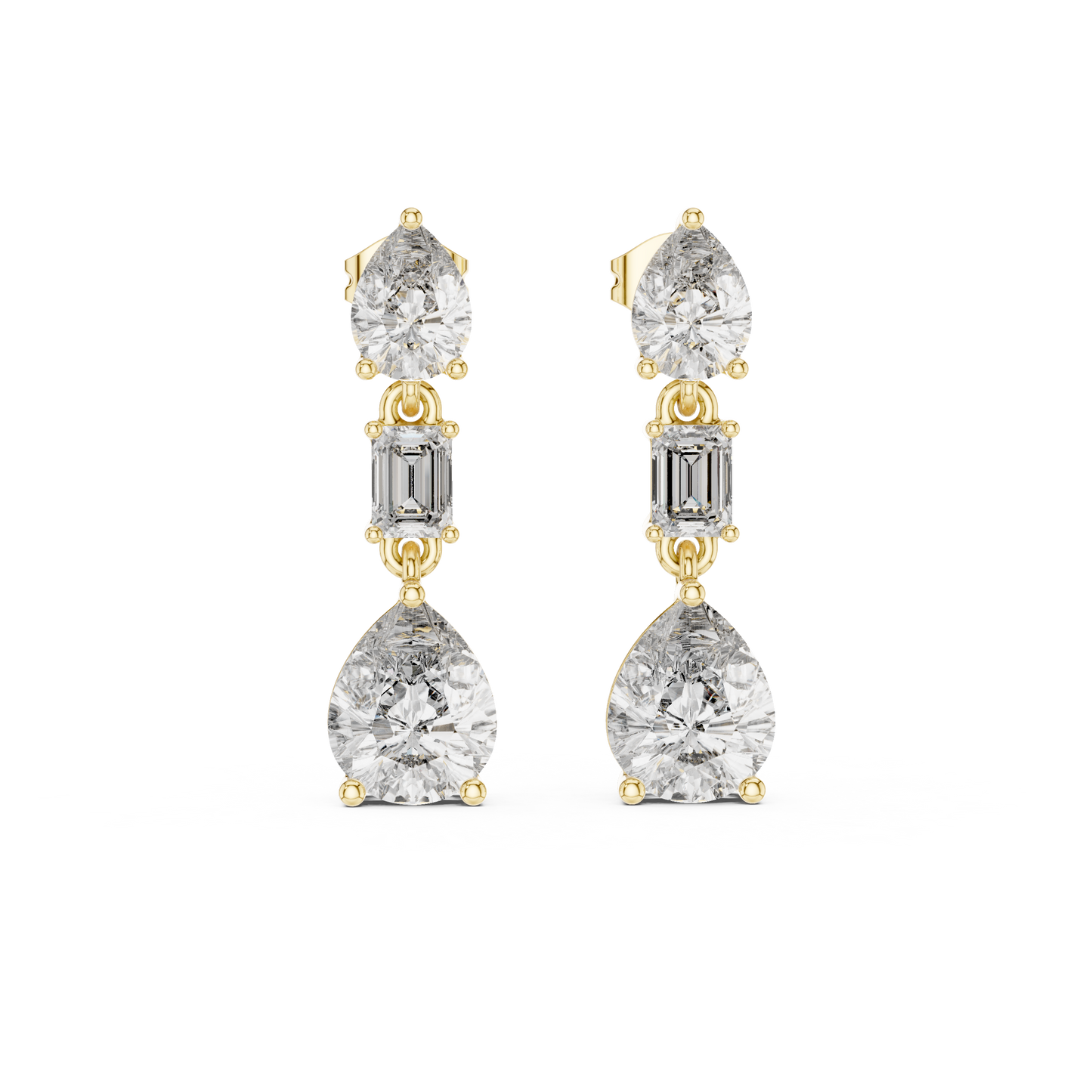 Timeless Diamond Drop Earrings with Yellow Gold Setting