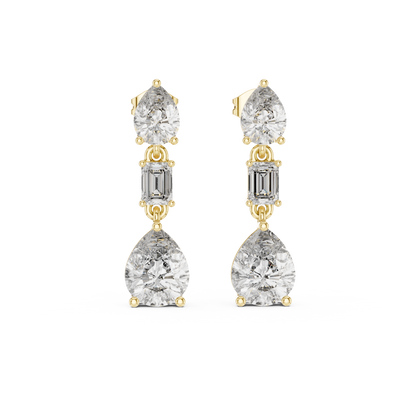 Timeless Diamond Drop Earrings with Yellow Gold Setting