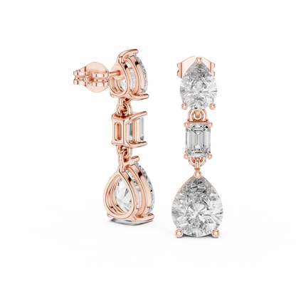 Timeless Diamond Drop Earrings with Yellow Gold Setting