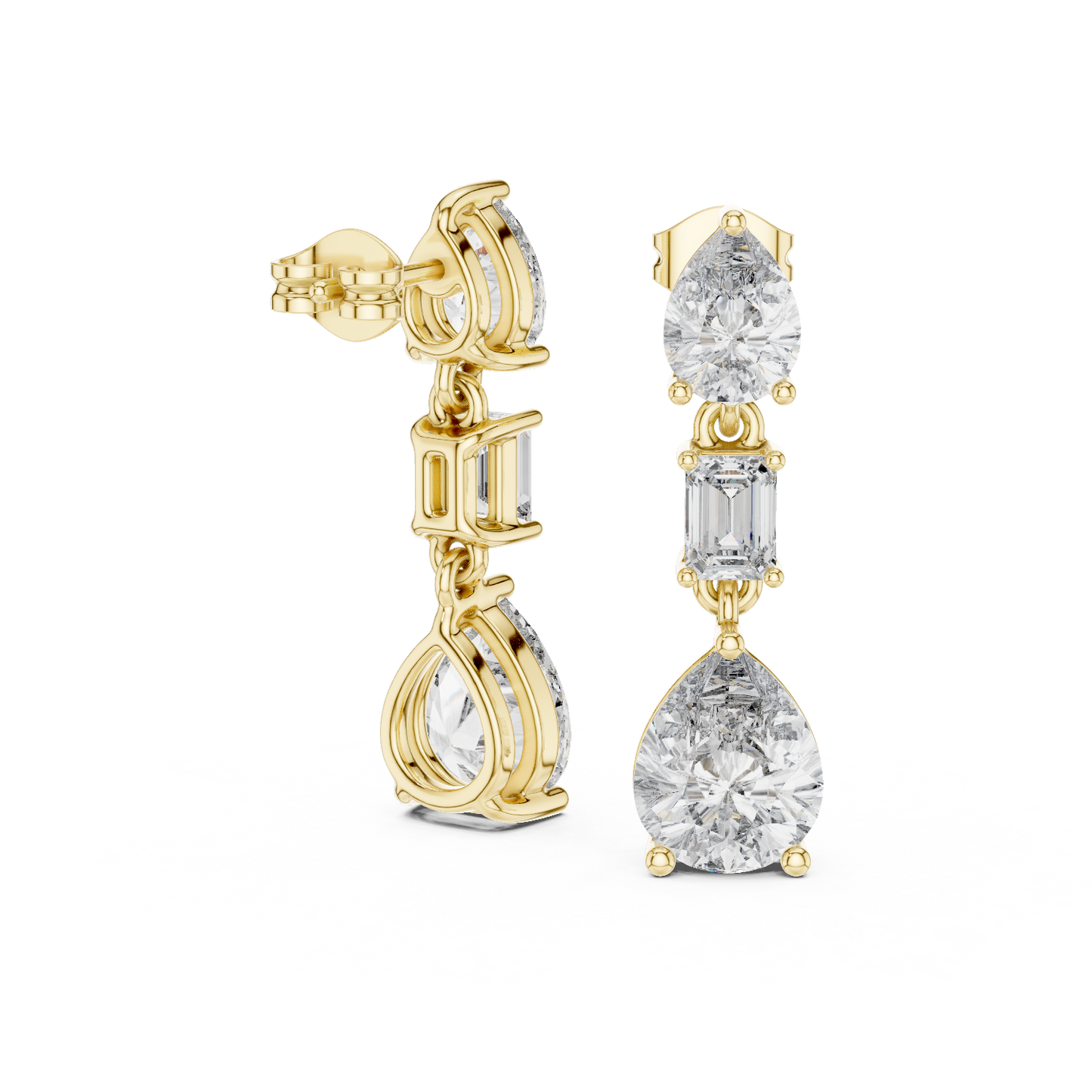Timeless Diamond Drop Earrings with Yellow Gold Setting