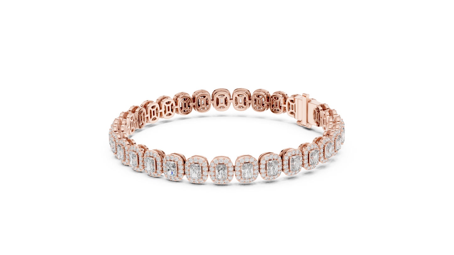 Royal Emerald Halo Diamond Bracelet