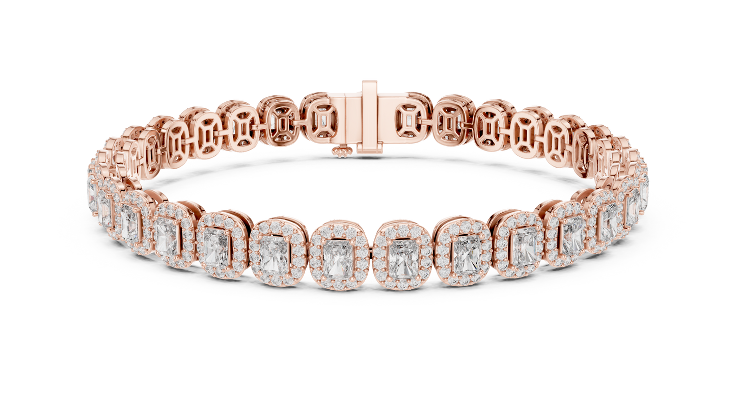 Royal Emerald Halo Diamond Bracelet