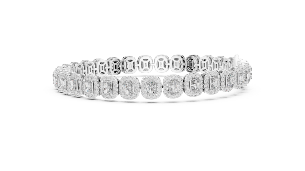 Royal Emerald Halo Diamond Bracelet