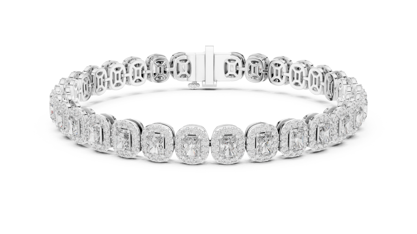 Royal Emerald Halo Diamond Bracelet